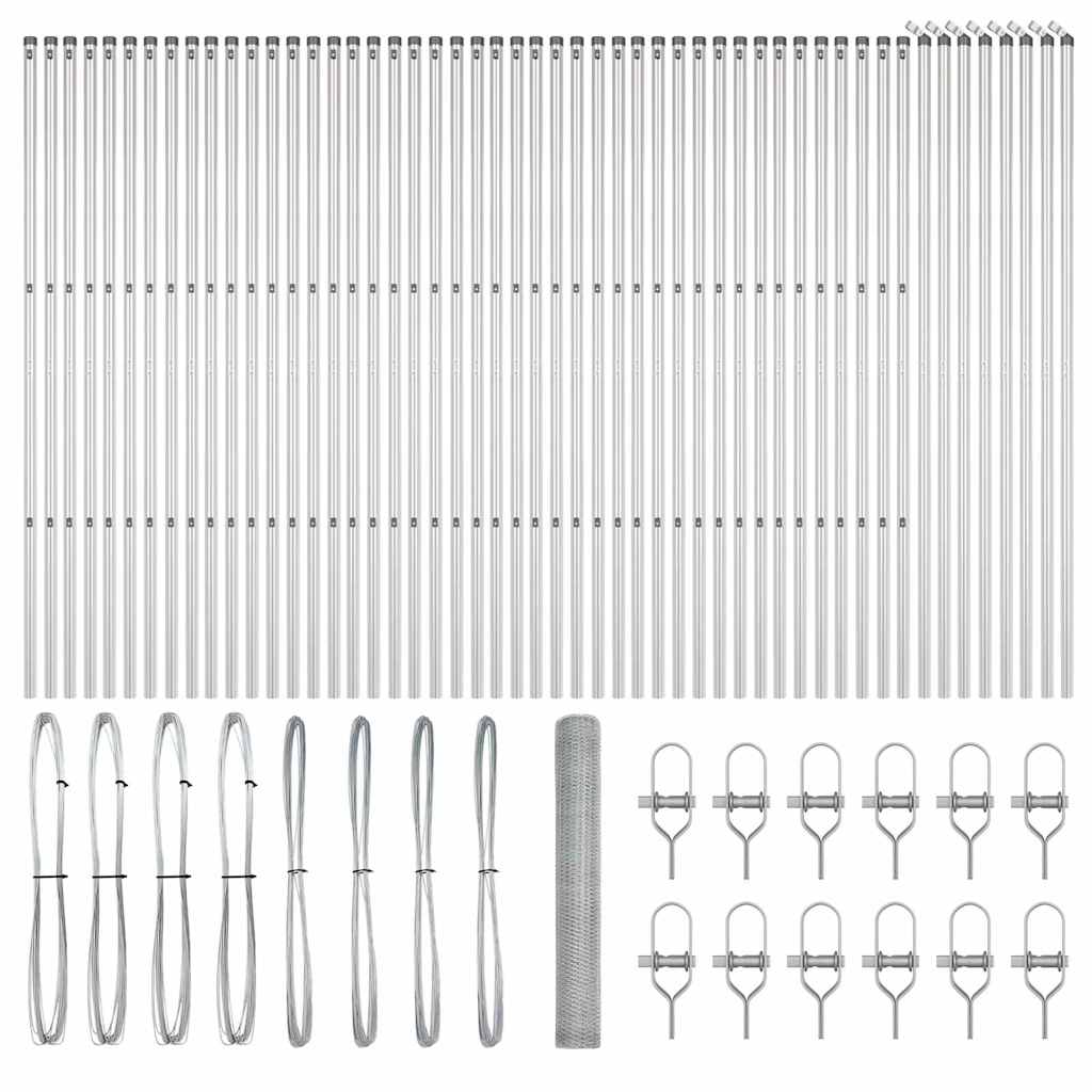 Zaun mit Pfosten Silber 1 x 100 m PVC-beschichteter Stahl