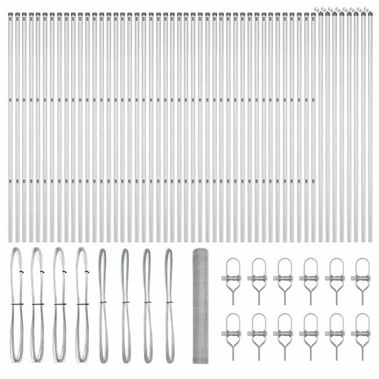 Zaun mit Pfosten Silber 1 x 100 m PVC-beschichteter Stahl