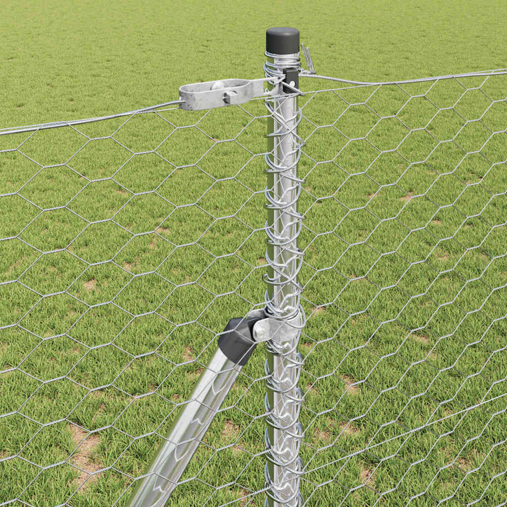 Zaun mit Pfosten Silber 1 x 100 m PVC-beschichteter Stahl