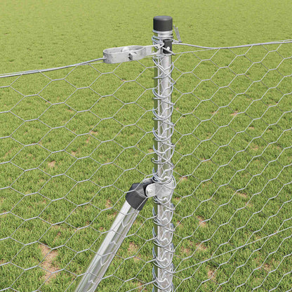 Zaun mit Pfosten Silber 1 x 100 m PVC-beschichteter Stahl
