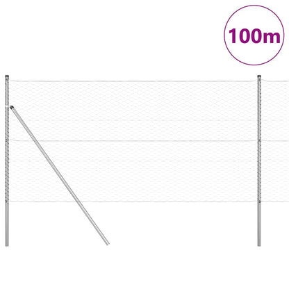 Zaun mit Pfosten Silber 1 x 100 m PVC-beschichteter Stahl