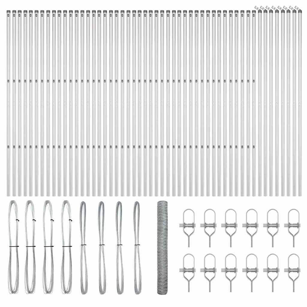 Zaun mit Pfosten Silber 1,2 x 100 m PVC-beschichteter Stahl