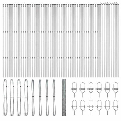 Zaun mit Pfosten Silber 1,2 x 100 m PVC-beschichteter Stahl