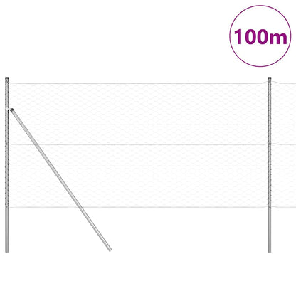 Zaun mit Pfosten Silber 1,2 x 100 m PVC-beschichteter Stahl