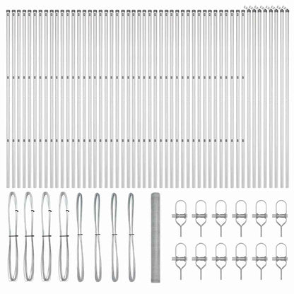 Zaun mit Pfosten Silber 1,5 x 100 m PVC-beschichteter Stahl