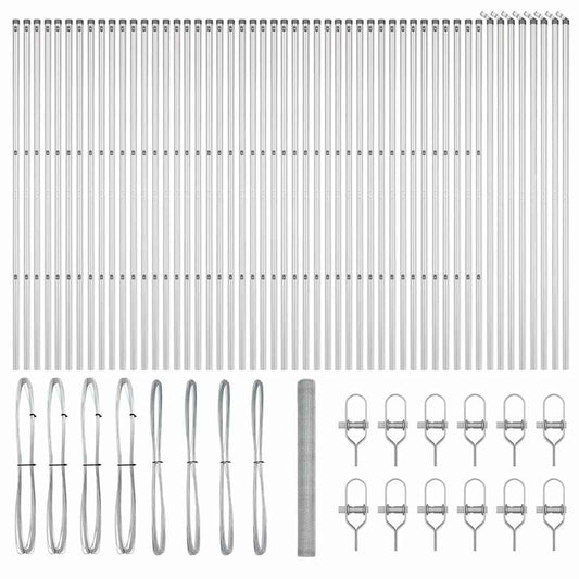 Zaun mit Pfosten Silber 1,5 x 100 m PVC-beschichteter Stahl