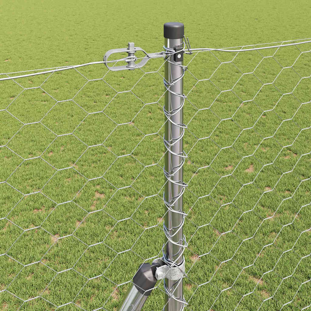 Zaun mit Pfosten Silber 1,5 x 100 m PVC-beschichteter Stahl