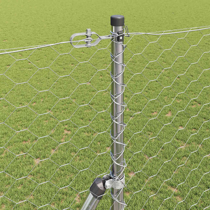Zaun mit Pfosten Silber 1,5 x 100 m PVC-beschichteter Stahl
