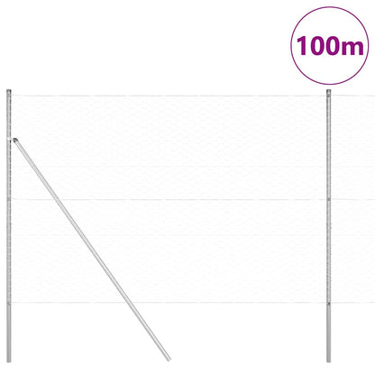 Zaun mit Pfosten Silber 1,5 x 100 m PVC-beschichteter Stahl