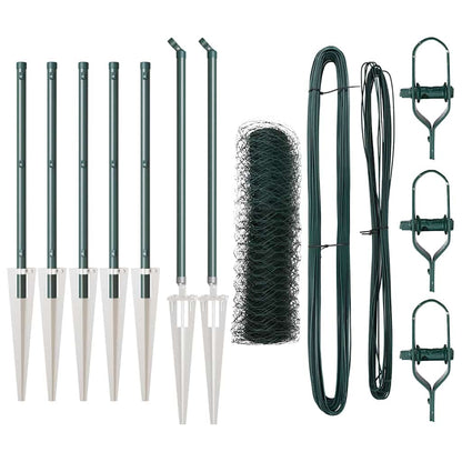 Zaun mit Pfosten Grün 0,6 x 10 m PVC-beschichteter Stahl