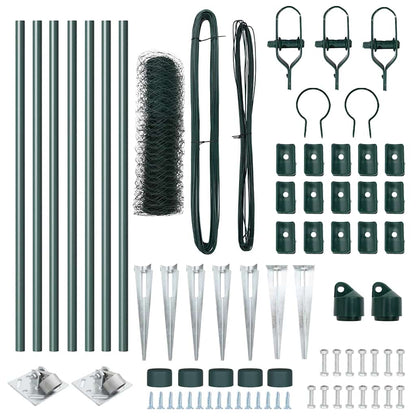 Zaun mit Pfosten Grün 0,6 x 10 m PVC-beschichteter Stahl