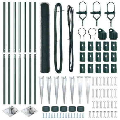Zaun mit Pfosten Grün 1 x 10 m PVC-beschichteter Stahl