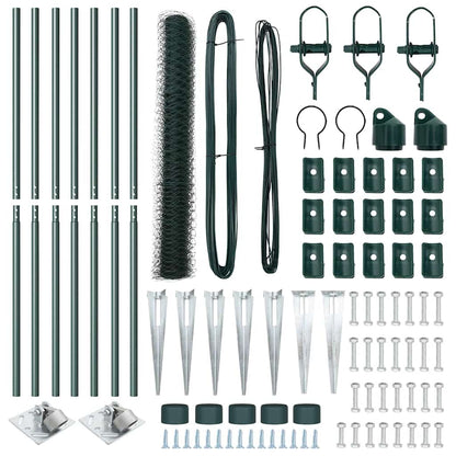 Zaun mit Pfosten Grün 1 x 10 m PVC-beschichteter Stahl