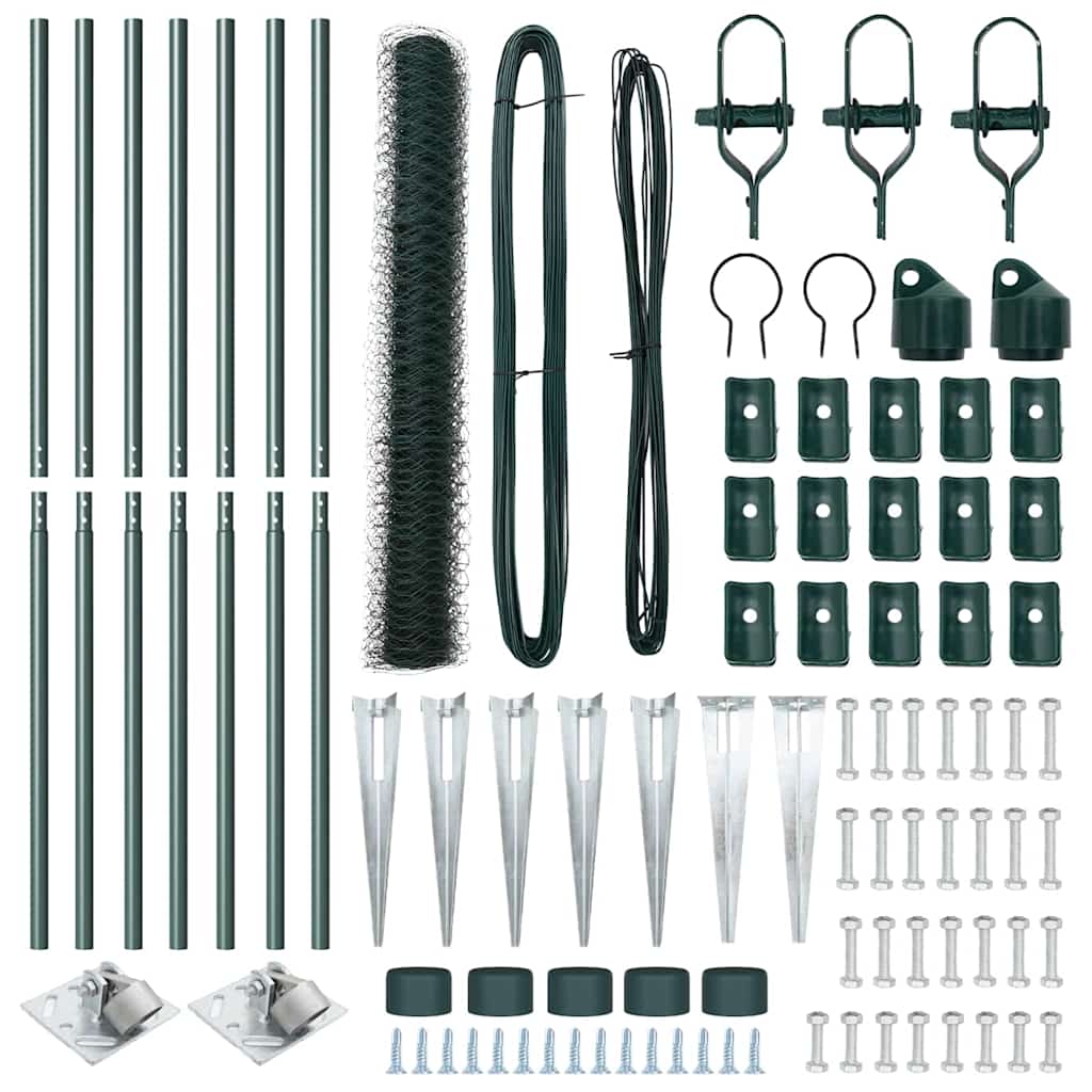 Zaun mit Pfosten Grün 1,2 x 10 m PVC-beschichteter Stahl
