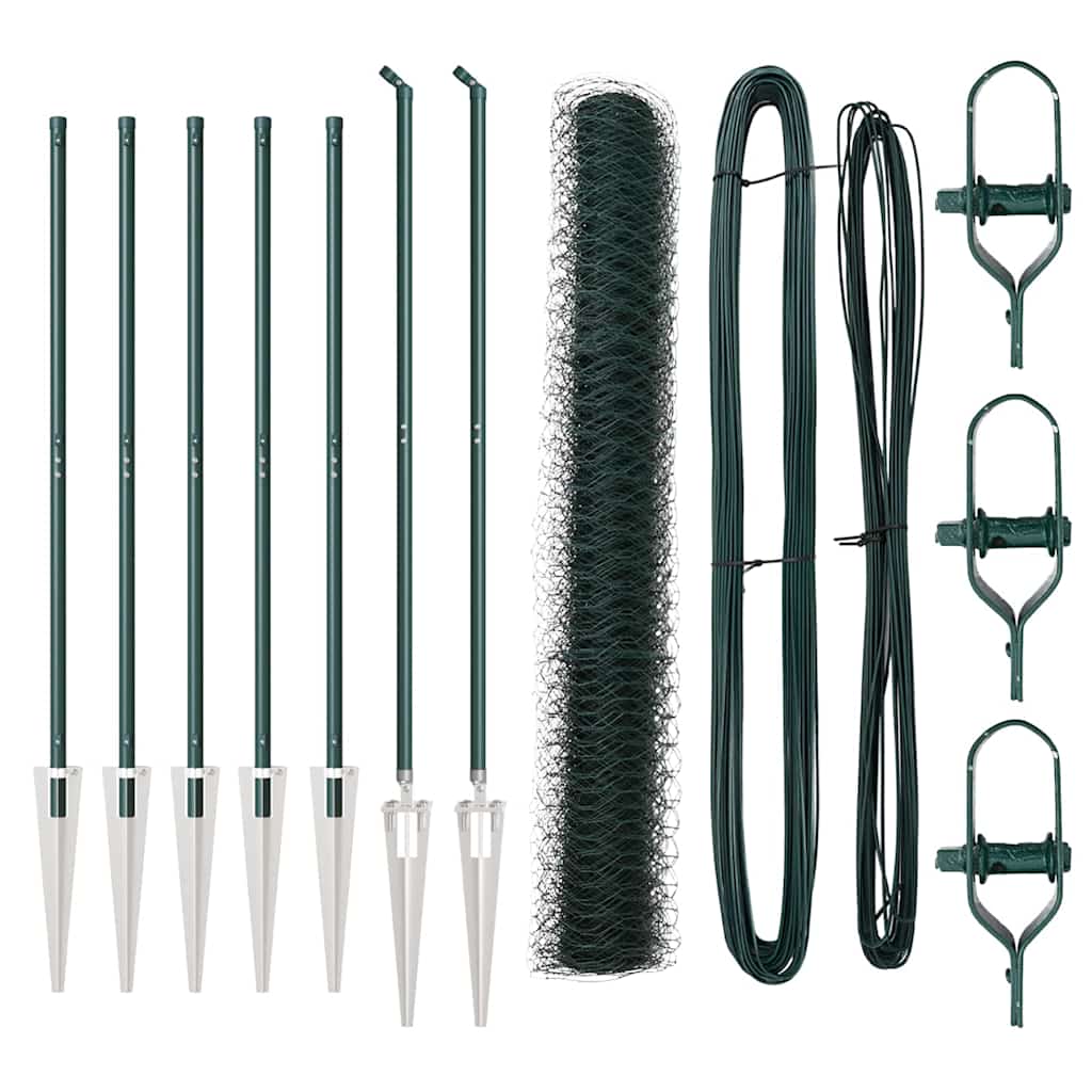 Zaun mit Pfosten Grün 1,4 x 10 m PVC-beschichteter Stahl