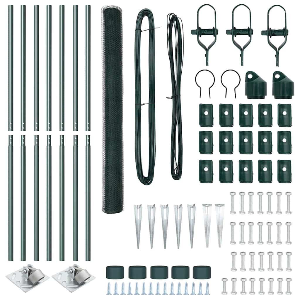Zaun mit Pfosten Grün 1,5 x 10 m PVC-beschichteter Stahl