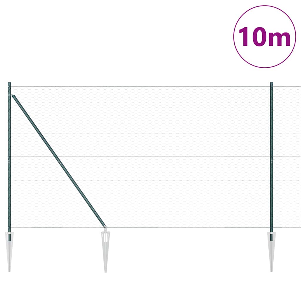 Zaun mit Pfosten Grün 1,5 x 10 m PVC-beschichteter Stahl