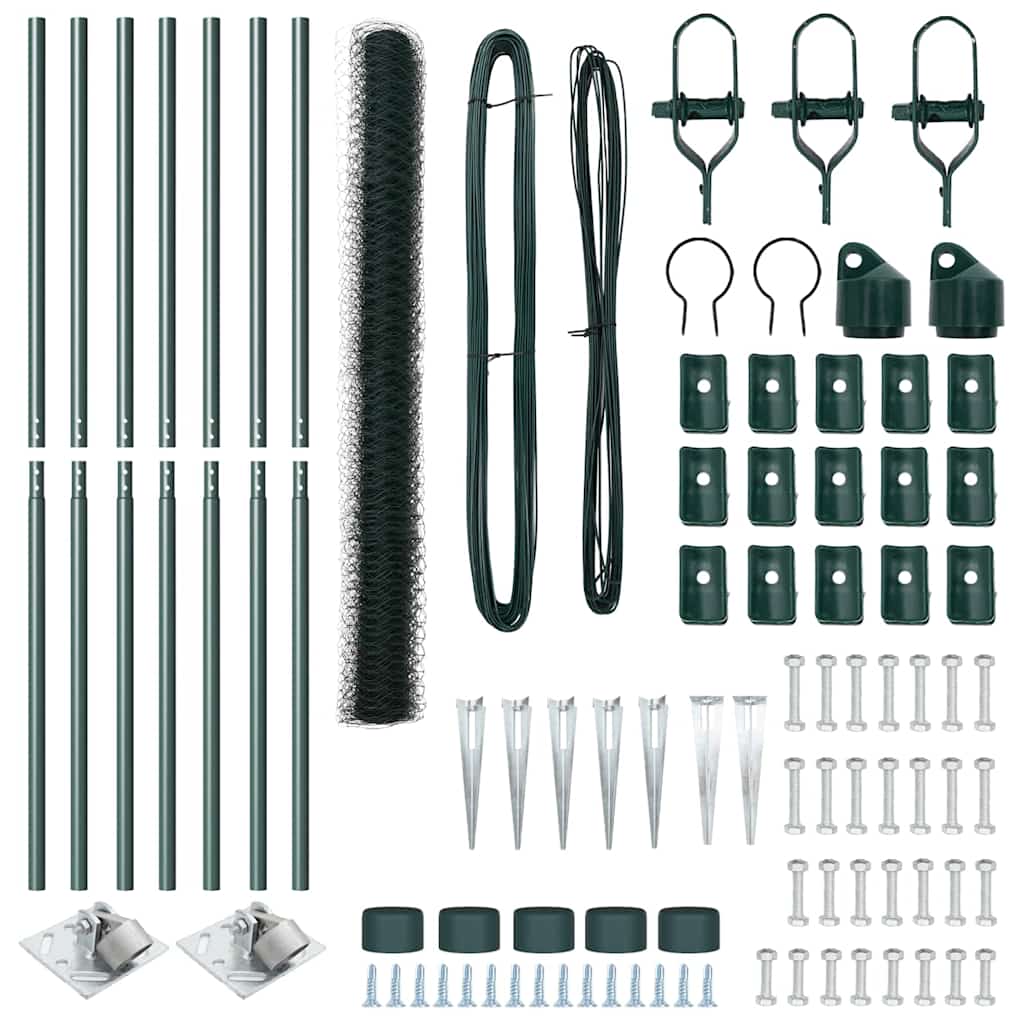 Zaun mit Pfosten Grün 1,5 x 10 m PVC-beschichteter Stahl