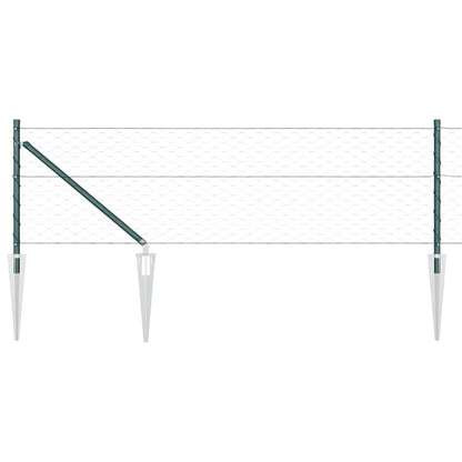 Zaun mit Pfosten Grün 0,8 x 25 m PVC-beschichteter Stahl