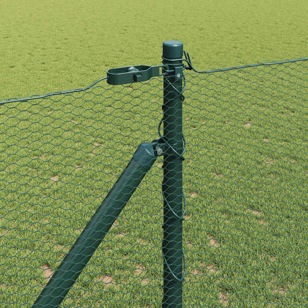 Zaun mit Pfosten Grün 1 x 25 m PVC-beschichteter Stahl