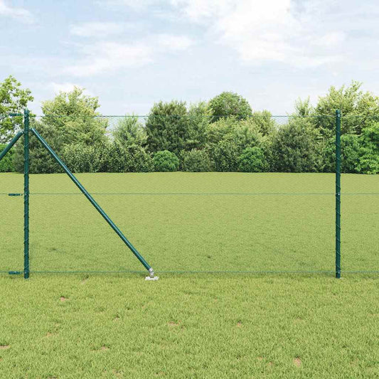 Zaun mit Pfosten Grün 1 x 25 m PVC-beschichteter Stahl