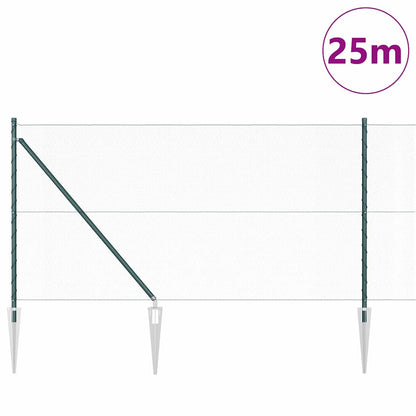 Zaun mit Pfosten Grün 1 x 25 m PVC-beschichteter Stahl