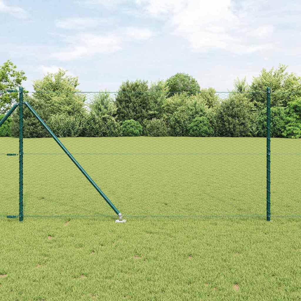 Zaun mit Pfosten Grün 1 x 25 m PVC-beschichteter Stahl