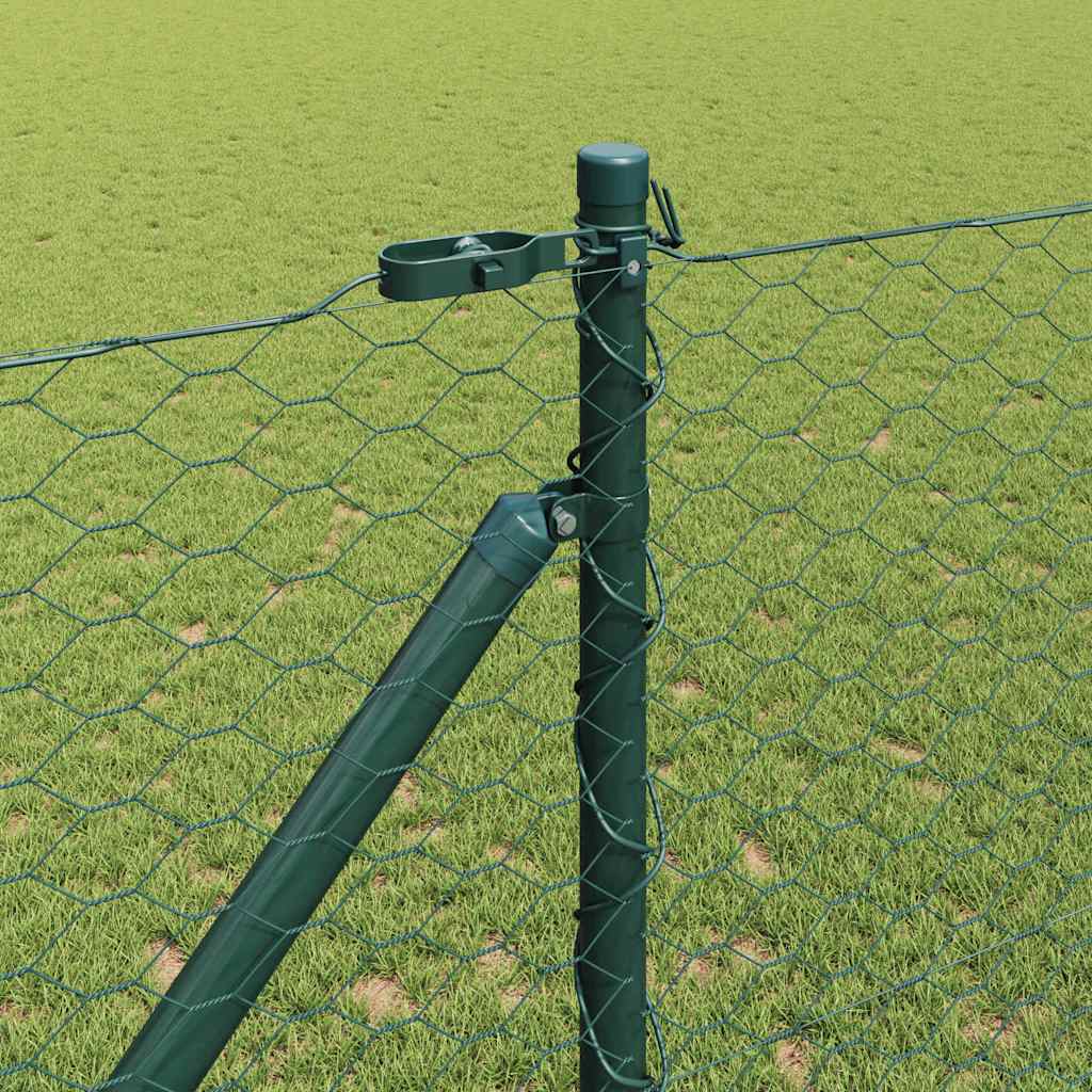 Zaun mit Pfosten Grün 1 x 25 m PVC-beschichteter Stahl