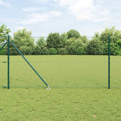 Zaun mit Pfosten Grün 1 x 25 m PVC-beschichteter Stahl