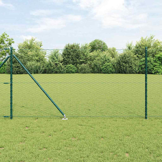 Zaun mit Pfosten Grün 1 x 25 m PVC-beschichteter Stahl