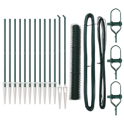 Zaun mit Pfosten Grün 1 x 25 m PVC-beschichteter Stahl