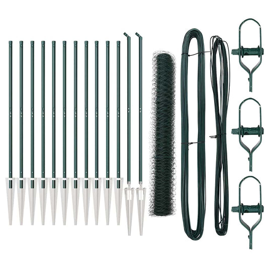 Zaun mit Pfosten Grün 1 x 25 m PVC-beschichteter Stahl
