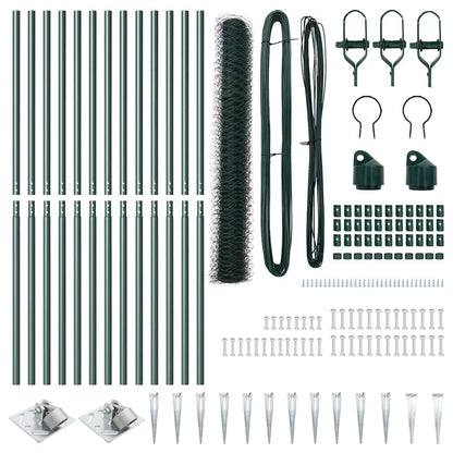 Zaun mit Pfosten Grün 1 x 25 m PVC-beschichteter Stahl