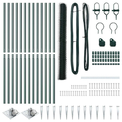 Zaun mit Pfosten Grün 1,5 x 25 m PVC-beschichteter Stahl