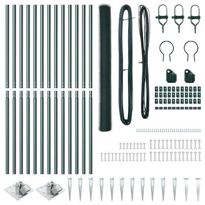 Zaun mit Pfosten Grün 1.6 x 25 m PVC-beschichteter Stahl