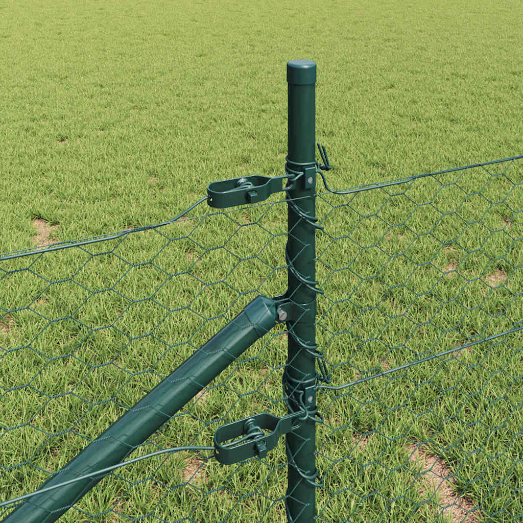 Zaun mit Pfosten Grün 0,5 x 50 m PVC-beschichteter Stahl