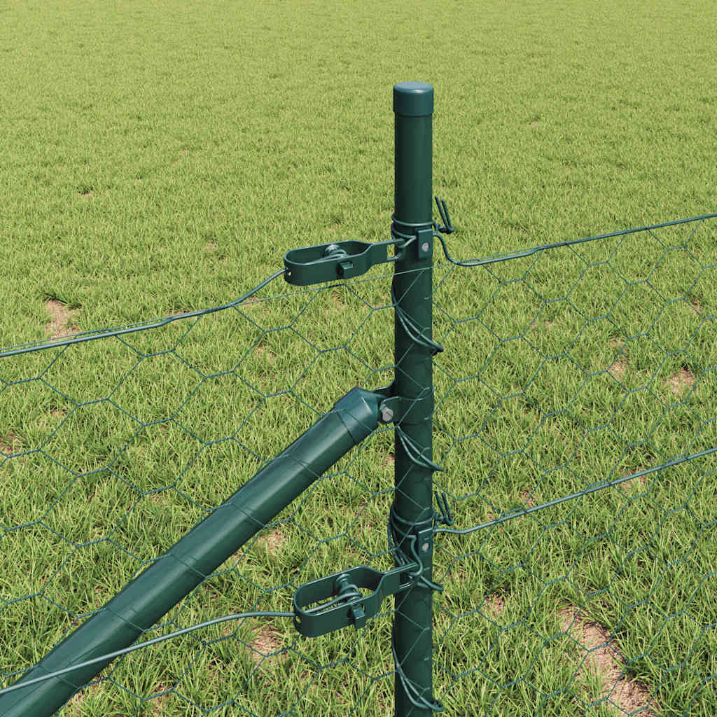 Zaun mit Pfosten Grün 0,5 x 50 m PVC-beschichteter Stahl