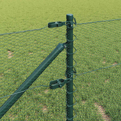 Zaun mit Pfosten Grün 0,6 x 50 m PVC-beschichteter Stahl