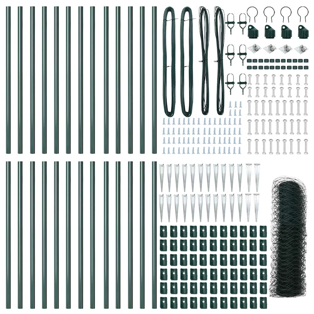 Zaun mit Pfosten Grün 0,6 x 50 m PVC-beschichteter Stahl