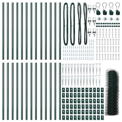 Zaun mit Pfosten Grün 0,6 x 50 m PVC-beschichteter Stahl
