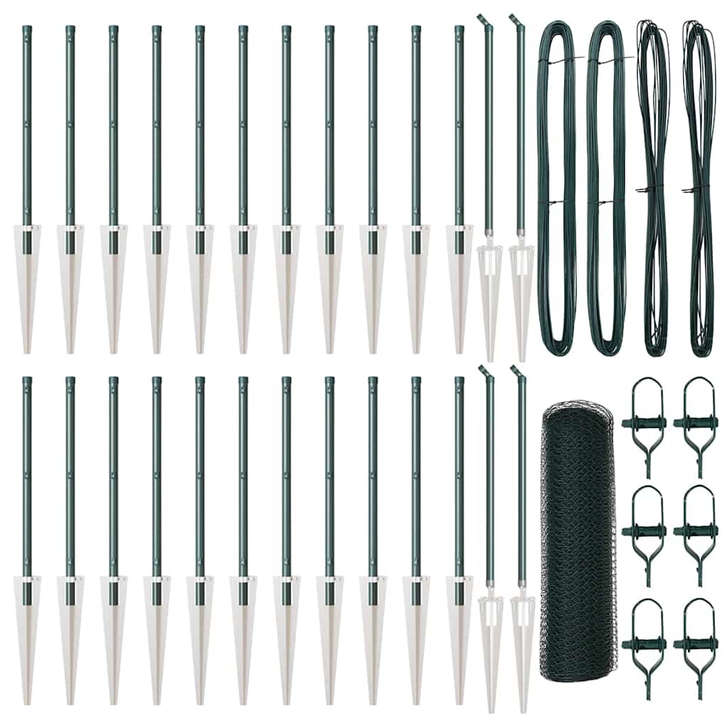 Zaun mit Pfosten Grün 1 x 50 m PVC-beschichteter Stahl