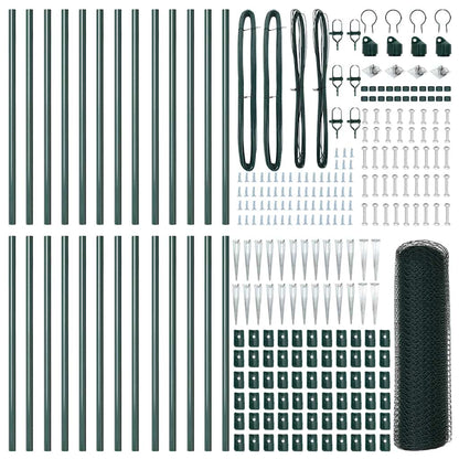 Zaun mit Pfosten Grün 1 x 50 m PVC-beschichteter Stahl