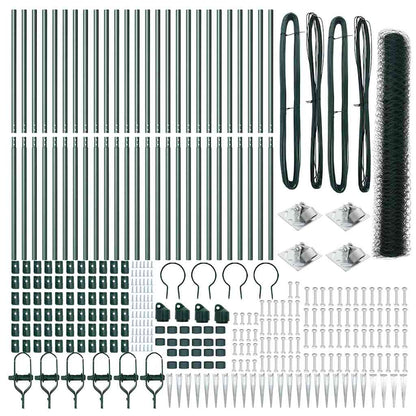 Zaun mit Pfosten Grün 1,4 x 50 m PVC-beschichteter Stahl