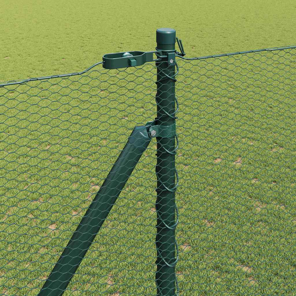 Zaun mit Pfosten Grün 1,5 x 50 m PVC-beschichteter Stahl