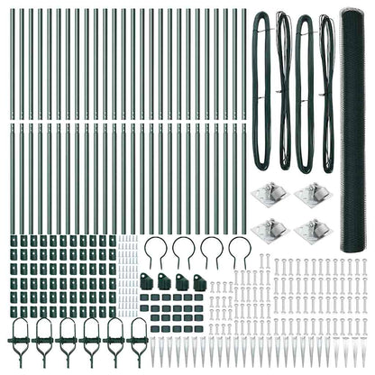 Zaun mit Pfosten Grün 1,5 x 50 m PVC-beschichteter Stahl