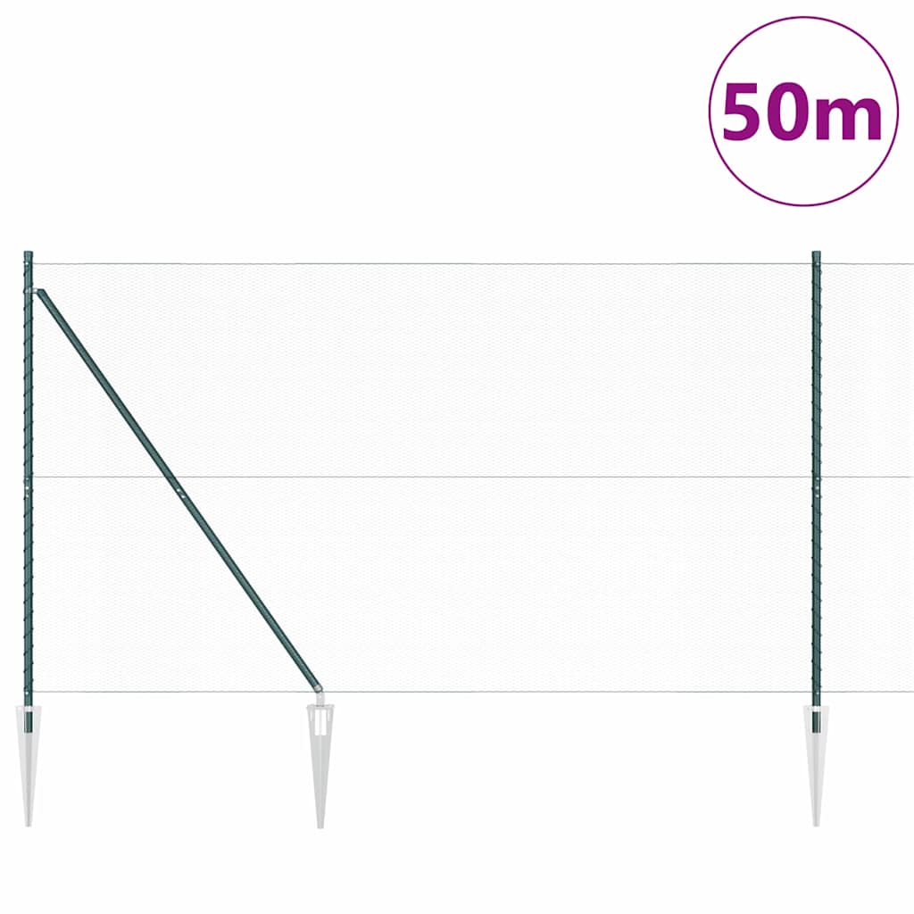 Zaun mit Pfosten Grün 1.5 x 50 m PVC-beschichteter Stahl