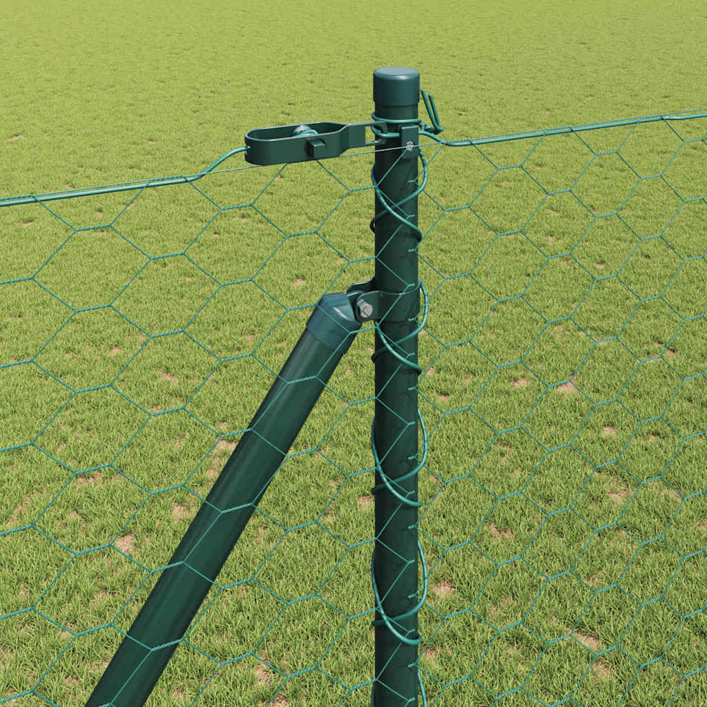 Zaun mit Pfosten Grün 1,5 x 50 m PVC-beschichteter Stahl