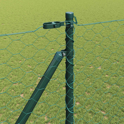 Zaun mit Pfosten Grün 1,5 x 50 m PVC-beschichteter Stahl