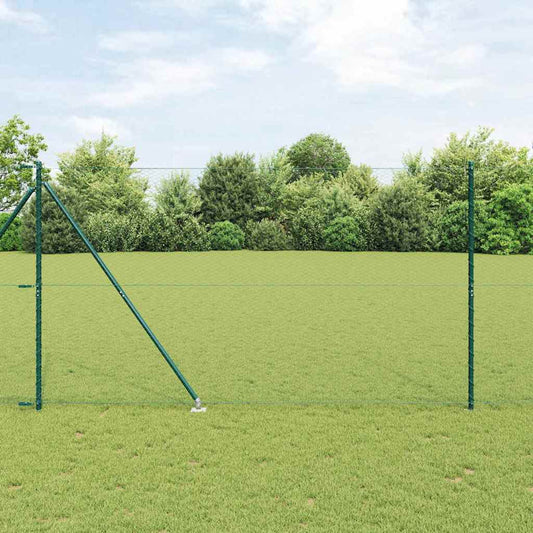 Zaun mit Pfosten Grün 1,6 x 50 m PVC-beschichteter Stahl