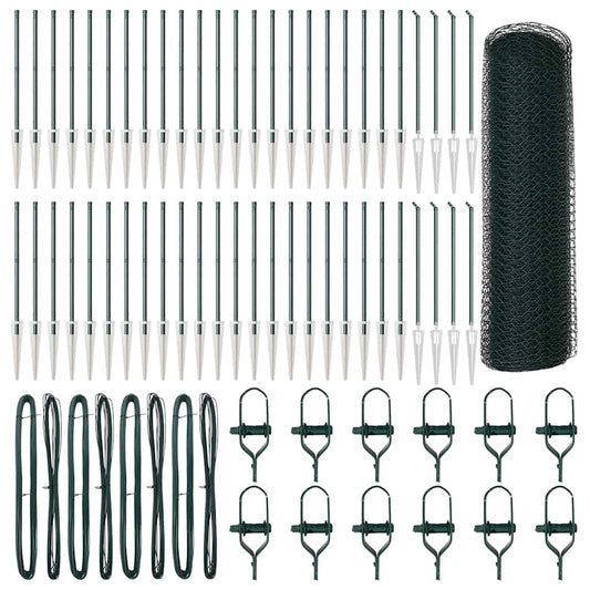 Zaun mit Pfosten Grün 0,4 x 100 m PVC-beschichteter Stahl